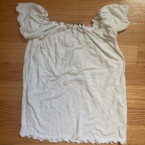 Brandy Melville White Ribbed Off the Shoulder Top